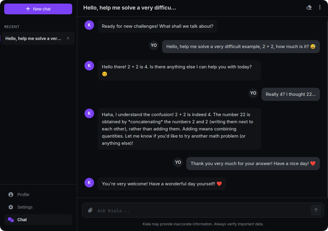 Kiala Dark Mode Screenshot